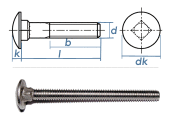 M6 x 40mm Torbandschrauben DIN603 Edelstahl A2 (10 Stk.)