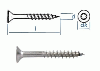 3 x 25mm Spanplattenschrauben Torx Teilgew. Edelstahl A2, 2,21 €