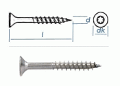 3 x 25mm Spanplattenschrauben Torx Teilgew. Edelstahl A2...