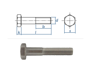 M8 x 80mm Sechskantschrauben DIN931 Teilgewinde Edelstahl A2 (1 Stk.)