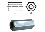 M14 x 50mm Gewindemuffe Sechskant Stahl verzinkt  (1 Stk.)