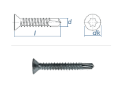 3,5 x 19mm Bohrschrauben Senkkopf TX DIN7504 Stahl...