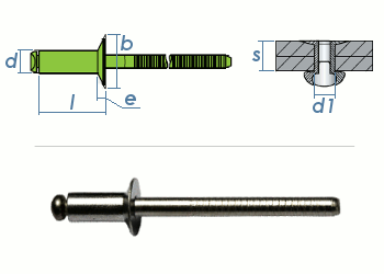 100 Stück Blindnieten 3,2 x 8 mm Kuppelkopf offen Typ DIN 7337 Aluminium  Niet und Stahldorn Pop Nieten (100, 3,2 x 8 mm) : : Baumarkt