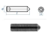 M8 x 12mm Gewindestift Spitze DIN914 45H schwarz (10 Stk.)