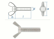 M4 x 16mm Flügelschrauben amerik. Form Edelstahl A2...