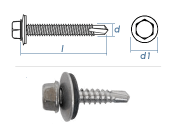 5,5 x 25mm Bohrschrauben Sechskantkopf u. Dichtscheibe...