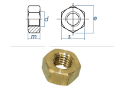 M6 Sechskantmuttern DIN934 Messing blank (10 Stk.)