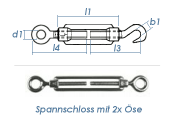 M8 Spannschloss mit 2 Ösen Edelstahl A4 (1 Stk.)