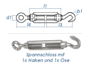 M8 Spannschloss mit 1 Ösen & 1 Haken Edelstahl...