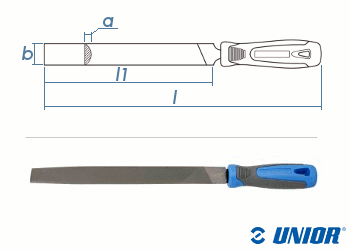 250mm UNIOR Halbrundfeile Schlicht (Fein) mit 2-K Griff (1 Stk.)