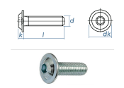 M4 x 8mm Linsenflachkopfschraube m. Flansch ISK ISO7380-2...