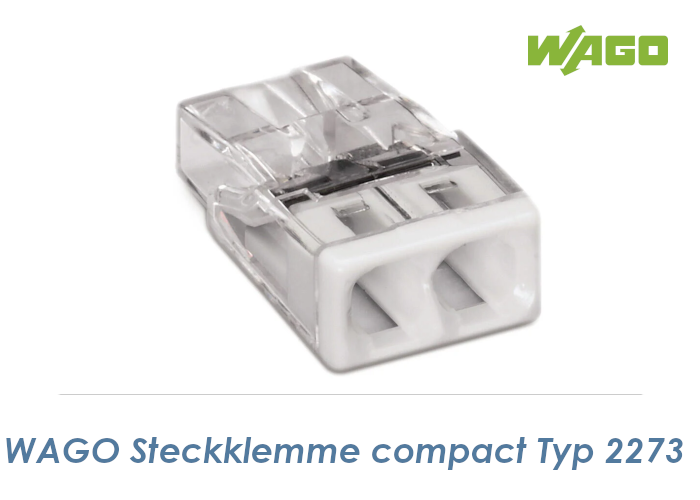 2-polige WAGO Klemme compact 0,5 - 2,5mm2, 0,77 €