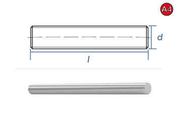 M6 x 1000mm Gewindestange DIN975 Edelstahl A4 (1 Stk.)