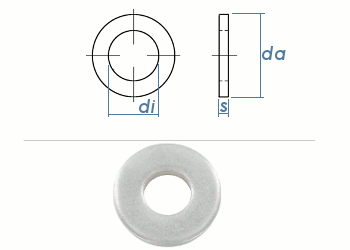 4,3mm Scheiben f. Schrauben m. schweren Spannhülsen DIN7349 Edelstahl A2 (100 Stk.)