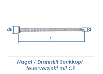 3,1 x 70mm Drahtstifte Senkkopf EN10230 feuerverzinkt (5kg Paket)