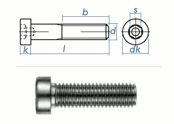 M5 x 12mm Zylinderschraube DIN6912 Edelstahl A2 (10 Stk.)