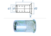 M6 x 8,9 x 14mm Blindnietmutter Mini-Senkkopf Stahl...