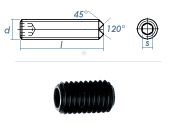 M3 x 6mm Gewindestift Ringschneide DIN916 45H schwarz (10...