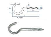 80mm Schraubhaken gebogen verzinkt mit Holzgewinde -...