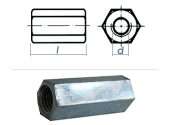 M24 x 72mm Gewindemuffe Sechskant DIN6334 Stahl verzinkt...