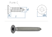 3,9 x 16mm Blechschrauben Senkkopf TX verzinkt  DIN7982-C...