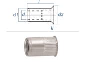 M5 x 6,9 x 11,5mm Blindnietmutter Mini-Senkkopf Edelstahl...