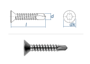 4,8 x 45mm Bohrschrauben Senkkopf TX DIN7504 Edelstahl A2...