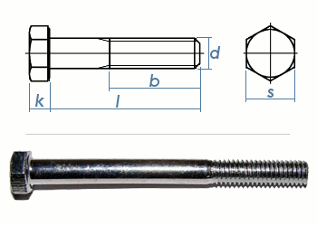 M24 x 120mm Sechskantschrauben DIN931 Teilgewinde Stahl verzinkt FKL 8.8 (1 Stk.)