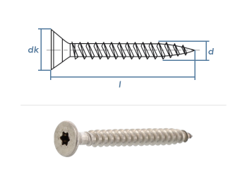 6 x 40mm Spanplattenschrauben Torx Vollgew. Edelstahl A2 (10 Stk.)