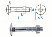 M16 x 50mm Torbandschrauben DIN603 Stahl verzinkt (1 Stk.)