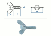 M4 x 25mm Flügelschrauben DIN316 Stahl verzinkt (1...