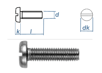 M8 x 12mm Flachkopfschraube DIN85 Edelstahl A2  (10 Stk.)